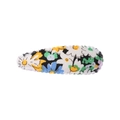 Stoffen haarclip in druppelvorm met bloemenprint, gele zonnebloemen en golfjes - 41-Wit Zonnebloem