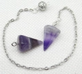 Doppelköpfiger hexagonaler Amethyst-Anhänger mit Silberkette und Metallverschluss - Amethyst