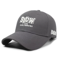 Dunkelgraue Baseballkappe mit weißem Slow Life Stickerei im stilvollen Vintage-Baumwollstil - Verstellbar / Grau
