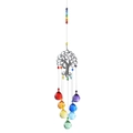 Rainbow crystal suncatcher with silver Tree of Life and colorful faceted glass drops - Colored Tree of Life / 102g/42cm