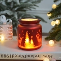 Frosted red Christmas glass lantern with reindeer silhouette and warm LED glow - Red Tree & Deer With Handle / Medium (8*9cm) / Red
