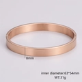 Dettagli del bracciale rigido oro rosa, larghezza 8mm e specifiche delle dimensioni - Modello Da Uomo (Larghezza 8 mm) / Oro rosa
