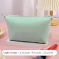 Light green PU leather makeup bag with LOVE print and 18.5x6.5x12.5cm size dimensions - Light Green