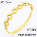 Golden hollow heart link bracelet with sparkling cubic zirconia in 10mm width - Hollow Heart Link Style (KB210732-KSZ) / Gold