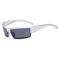 Y2K Sport-Sonnenbrille mit silbernem Rahmen und dunkelgrauen rechteckigen Gläsern - Silberner Rahmen Schwarzgraue Gläser