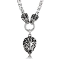 Collana con ciondolo a testa di leone in acciaio inossidabile argento stile street - Argento (KN199273-Z)