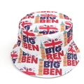 Gedetailleerde weergave van de Britse vlag en het Big Ben-patroon op deze vissershoed - M (56-58cm) / Big Ben