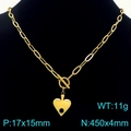 Collar chapado en oro 18K con colgante de corazón, cadena clip y cierre de barra - Collar (KN291905-Z) / Dorado