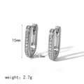 Detailansicht der 18K vergoldeten Silberohrringe mit Maßen von 15mm mal 11,5mm - Kleiner Silberner Geometrischer Rechteckiger Eingesetzter Stil (TE6482-S)
