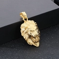 Colgante cabeza de león hip hop dorado para hombre con circonitas y detalles tallados - Color Dorado KP116136-TOM