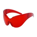Occhiali da sole sportivi oversize avvolgenti in plastica rossa traslucida - Rosso