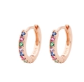 Boucles d'oreilles créoles en argent S925 or rose avec zircones multicolores - 5mm / Or Rose / Zircone Arc-en-ciel