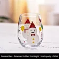 Calice da vino di Natale senza stelo con pupazzo di neve dipinto a mano, 540ml - 540ml / Portauovo Pupazzo di Neve