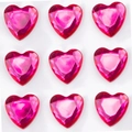 Pink heart-shaped acrylic crystal stickers with faceted cut for DIY crafts decoration - 18mm / Purple