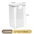 1300ML airtight food storage container with white lid and clear plastic body - 12x10.5x19cm