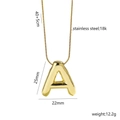 18K gold plated stainless steel initial A pendant necklace with snake chain for women - Gold-A
