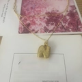 Golden bubble letter M pendant necklace with micro-paved cubic zirconia on mixed links - Letter N