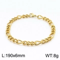 Pulsera de cadena NK 3:1 de acero inoxidable dorado de 6mm de ancho y 190mm - 19cm / Dorado