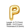 Detailed size specifications of the gold-plated letter P charm showing 17mm length - Gold P
