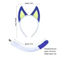 Blue anime dog ears headband and furry tail set for Halloween cosplay costume - Royal Blue Shepherd Dog Headband & Tail Set With Clip