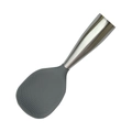 Standing non-stick rice paddle with grey silicone head and polished metal handle - Grey Stainless Steel Handle