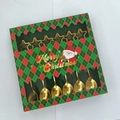 Golden stainless steel Christmas spoons set with star charms in a gift box package - Silver / 410 Star Pendant Spoon 6-piece Set [green Box]