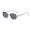 Trendy oval sunglasses with chunky white frames and dark lenses for fashion-forward women - White Frame Grey Lens (C6)