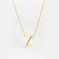 Minimalist S925 silver necklace with golden letter Z pendant and a small diamond - Letter Z