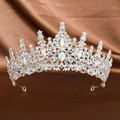 Elegant bridal crown tiara with silver metal and colorful rhinestones for weddings - Silver Rainbow Diamond