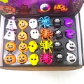 Halloween LED Ringe Set mit Kürbis, Skelett und Geist für Kinderpartys und Feiern - Halloween-Serie / 24 Stk/Box