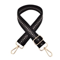 Adjustable crossbody shoulder strap for handbags with grey gradient woven geometric pattern - Black / Gold Buckle