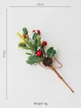 Artificial Christmas pine branch with red berries and pinecones, 23cm height variant - Style H