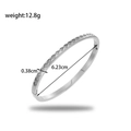 Silver stainless steel heart bangle with micro-pave diamonds and 6.23cm inner diameter - Silver Sawtooth Pattern Style (BR-202)