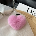 Plush heart-shaped hair scrunchie in soft pink with elastic band for ponytails - Purple