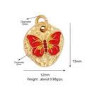 Goldener Schmetterlingsanhänger mit rot-gelbem Emaille-Inlay für Schmuckherstellung - Rot Gelb Verlaufs-Mini-Schmetterling