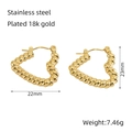 Pendientes de aro con forma de corazón trenzado en acero inoxidable chapado en oro - Corazón Retorcido (ZE1314G) / Dorado