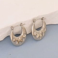 Modern silver irregular geometric lava drop earrings with textured metallic finish - Silver Style K7-29
