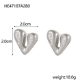 Boucles d'oreilles cœur en argent avec texture brossée et pierres en zircone cubique - Argent Zirconia Brossé (HE47187A2B0)