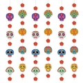 Vibrant Day of the Dead hanging decorations with colorful skulls and flowers for party decor - Skull and Flower String Style (J-0394)
