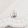 Pendente rotondo in argento S925 con zircone trasparente a quattro griffe per gioielli DIY - Argento