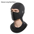 Black ice silk balaclava with glasses holes and breathable mesh for outdoor cycling - Long Style with Glasses Hole / Black