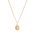 Minimalist S925 silver sunburst necklace with oval opal gemstone in golden finish - 925 Silver / 18K Gold