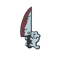 Halloween acrylic bloody knife charm with cartoon cat design for DIY jewelry making - Doll Hugging Bloody Knife