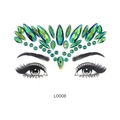 Blue-green crystal face jewels stickers set with decorative glitter gems on forehead - Blue-Green Gradient Style (L0008)