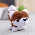 Mini Husky Plüsch Schlüsselanhänger in Braun und Weiß aus weichem Material - 10cm (Mit Perlenkette) / Dunkelbraun