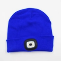 Leuchtend blaue Strickmütze mit integriertem LED-Licht zum Laufen und Campen im Freien - 4-LED Stil / Königsblau