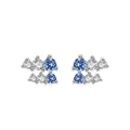 Minimalistische S925 Sterling Silber Ohrstecker mit blauen und weißen Zirkonia - Silber Blau/Ohrstecker