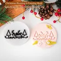 Merry Christmas Fondant-Stempel mit 7,6 cm Rentier- und Baum-Prägung für Kekse - Weihnachtswünsche G