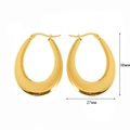 Orecchini a cerchio a goccia in acciaio inossidabile oro 18K da 38mm per 27mm - E0086 Stile a Goccia d'Acqua Liscia