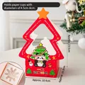 Red Christmas cake gift box with panda print and tree top for dessert packaging - 5 Sets / Handheld Box Christmas Tree Panda Red